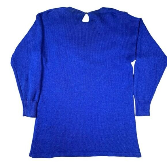 VTG Victoria Harbour Sweater Tunic Shirt Women's Size M Royal Blue Beaded Sequin - Picture 3 of 13